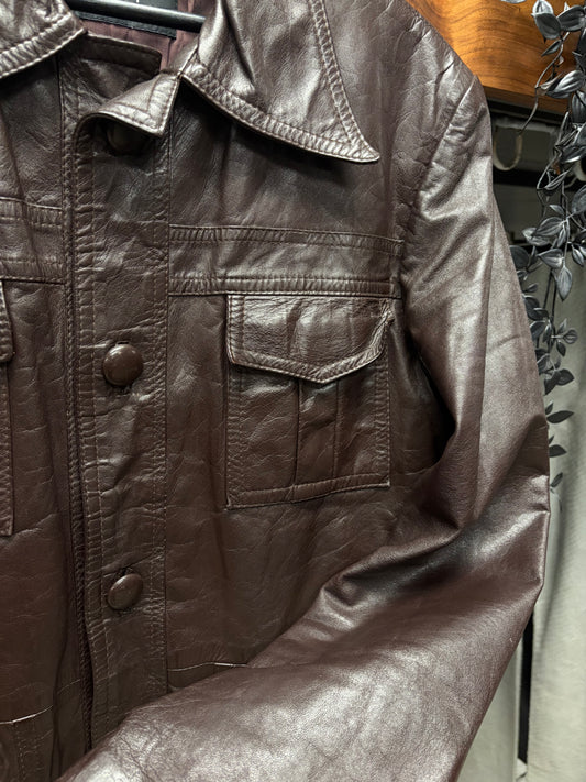 Gucci ‘Western’ Dark Brown Calfskin Leather Jacket with Pointed Collar
