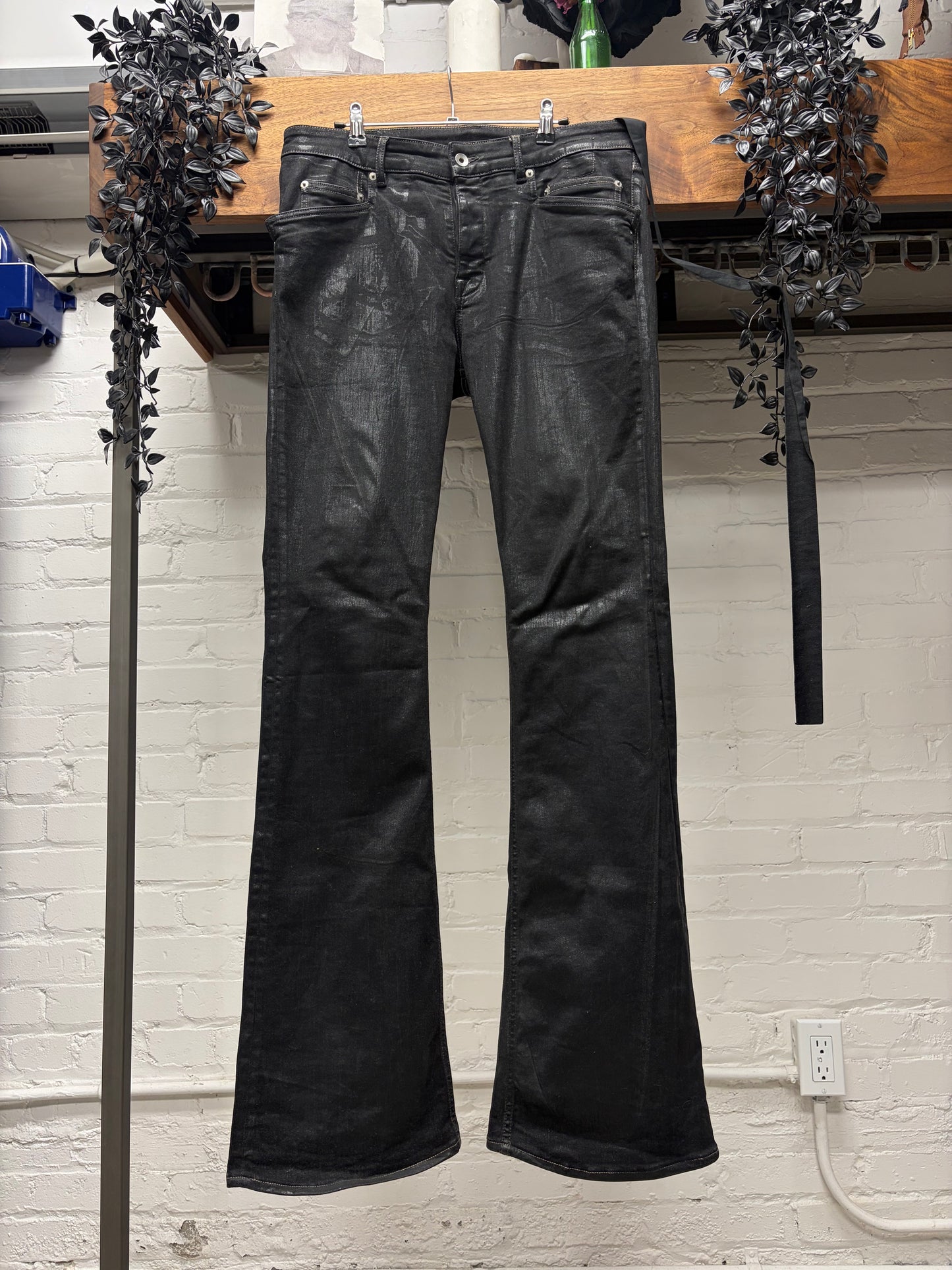 Rick Owens ‘Tyrone’ Bootcut Flared Leg ‘SBF’ Waxed Black Denim