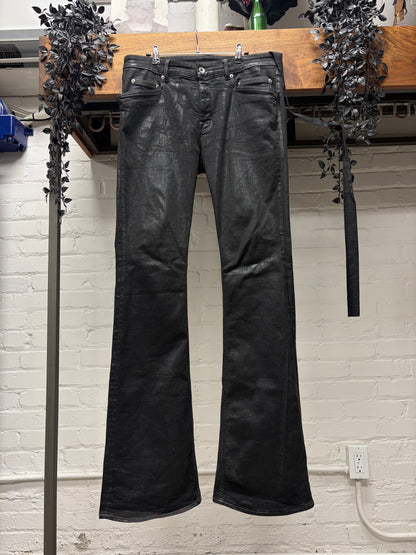 Rick Owens ‘Tyrone’ Bootcut Flared Leg ‘SBF’ Waxed Black Denim