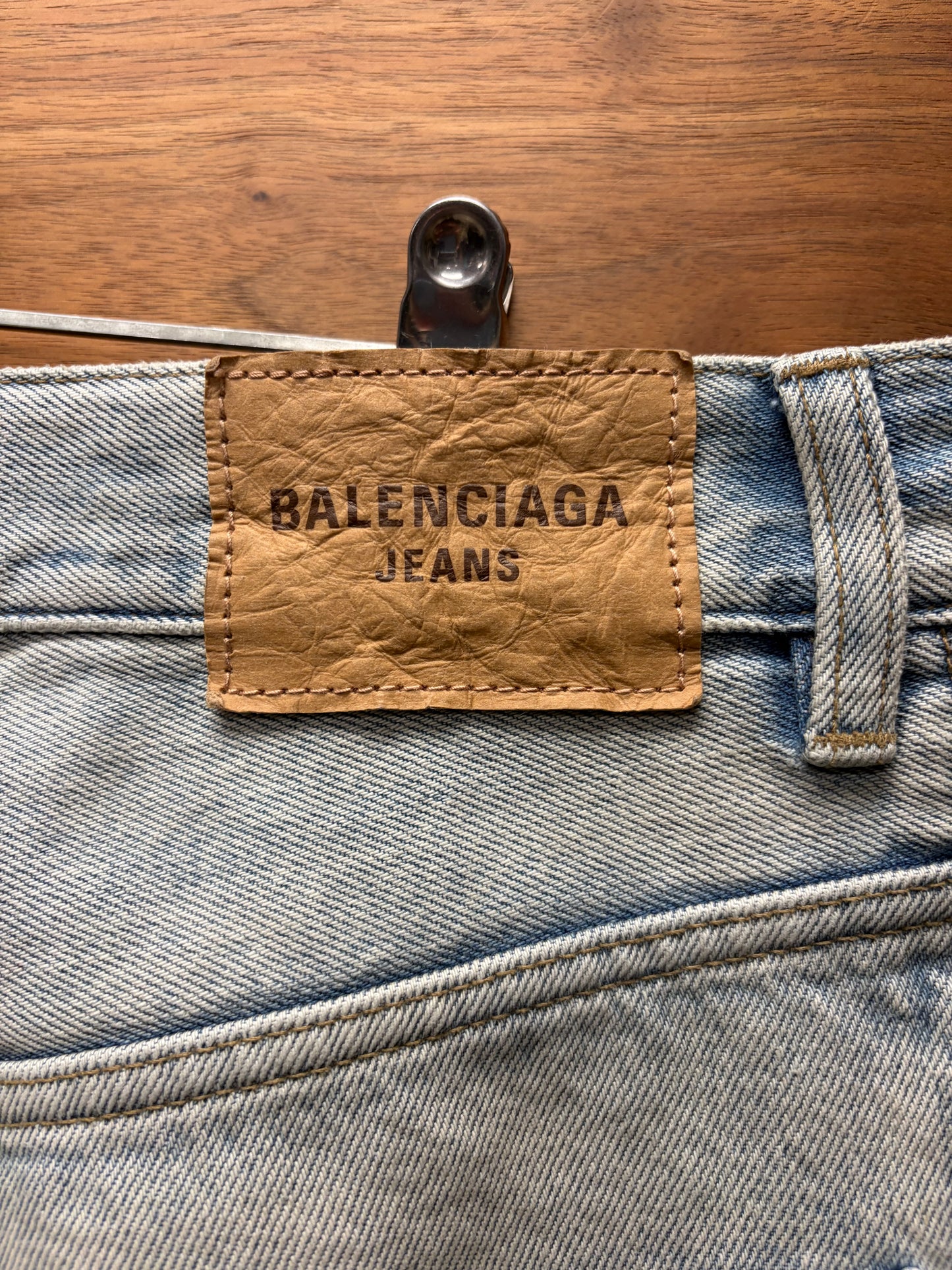 SS2024 Balenciaga ‘Size Sticker’ Dirty Blue Baggy Denim