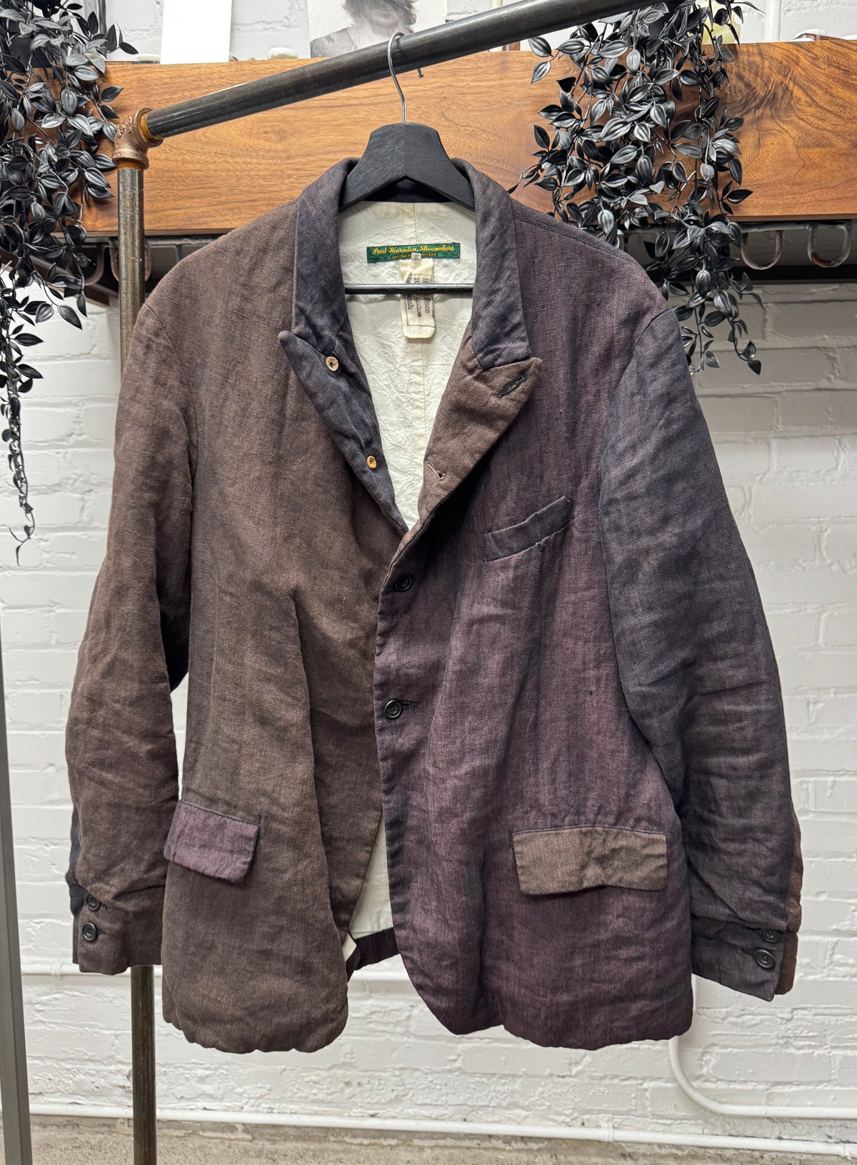 Paul Harnden Shoemaker Patchwork Fade Dyed Linen/Cotton Blazer 