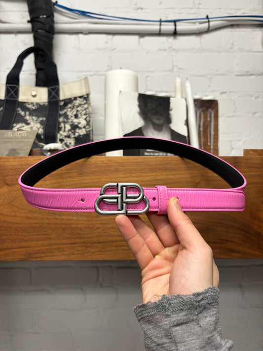 Balenciaga ‘BB Logo’ Pink Leather Belt