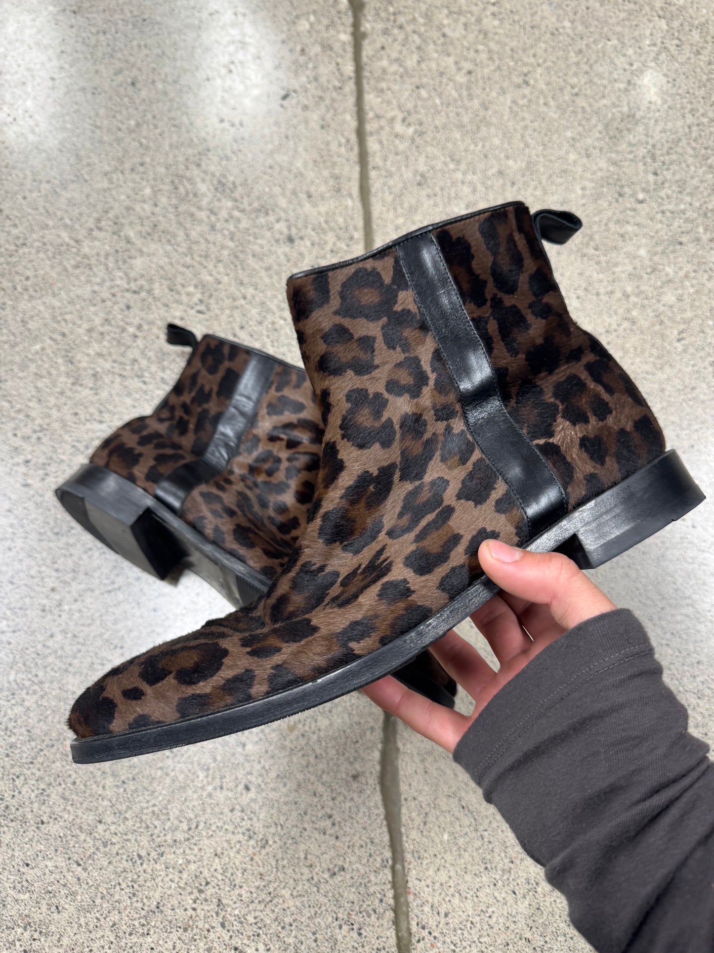 Balmain Pony-Hair ‘Leopard’ Print Side Zip Boots
