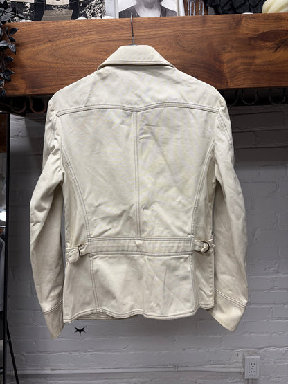 Mid 2000s Gucci by Frida Giannini Western Denim Cream White Work Jacket