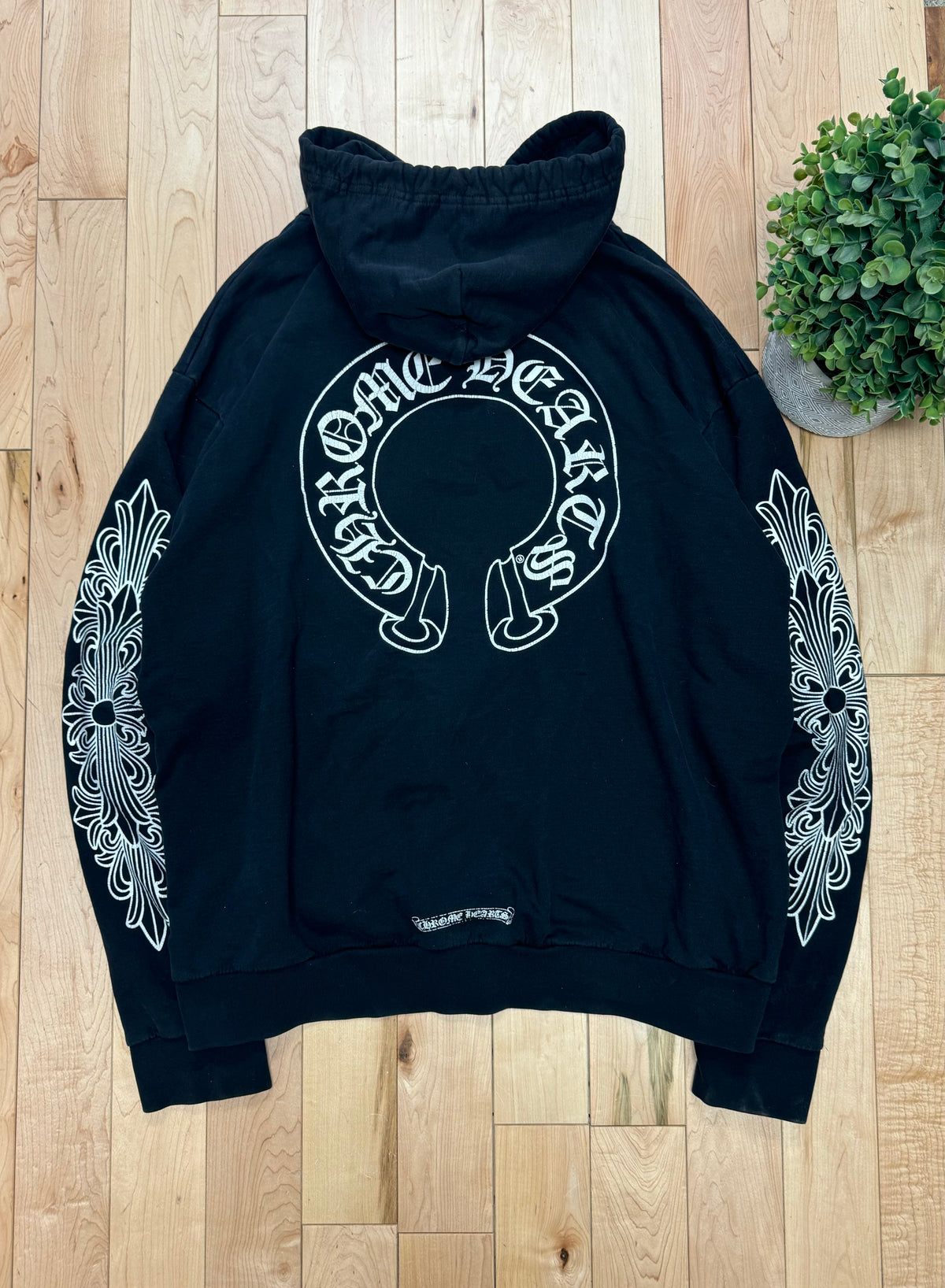Leather Chrome Hearts Mens Hoodie Chrome Hearts Horseshoe Floral 