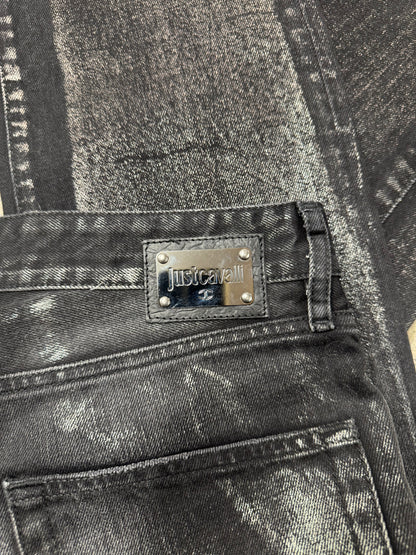 Roberto Cavalli Waxed Black Skinny Jeans