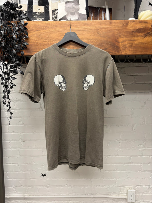 OG Number Nine Double Skull ‘The Clash’ Faded Brown Graphic T-Shirt