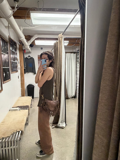 2000s Roberto Cavalli Crocodile Embossed Leather Fringe Side-Bag