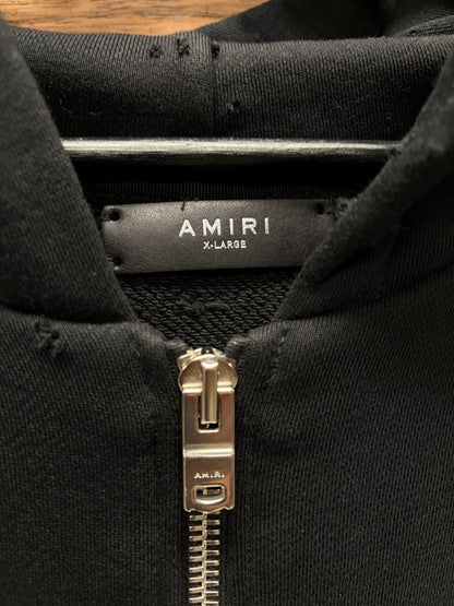 Amiri Cashmere ‘Shotgun Distressed’ Black Zip-Up Hoodie