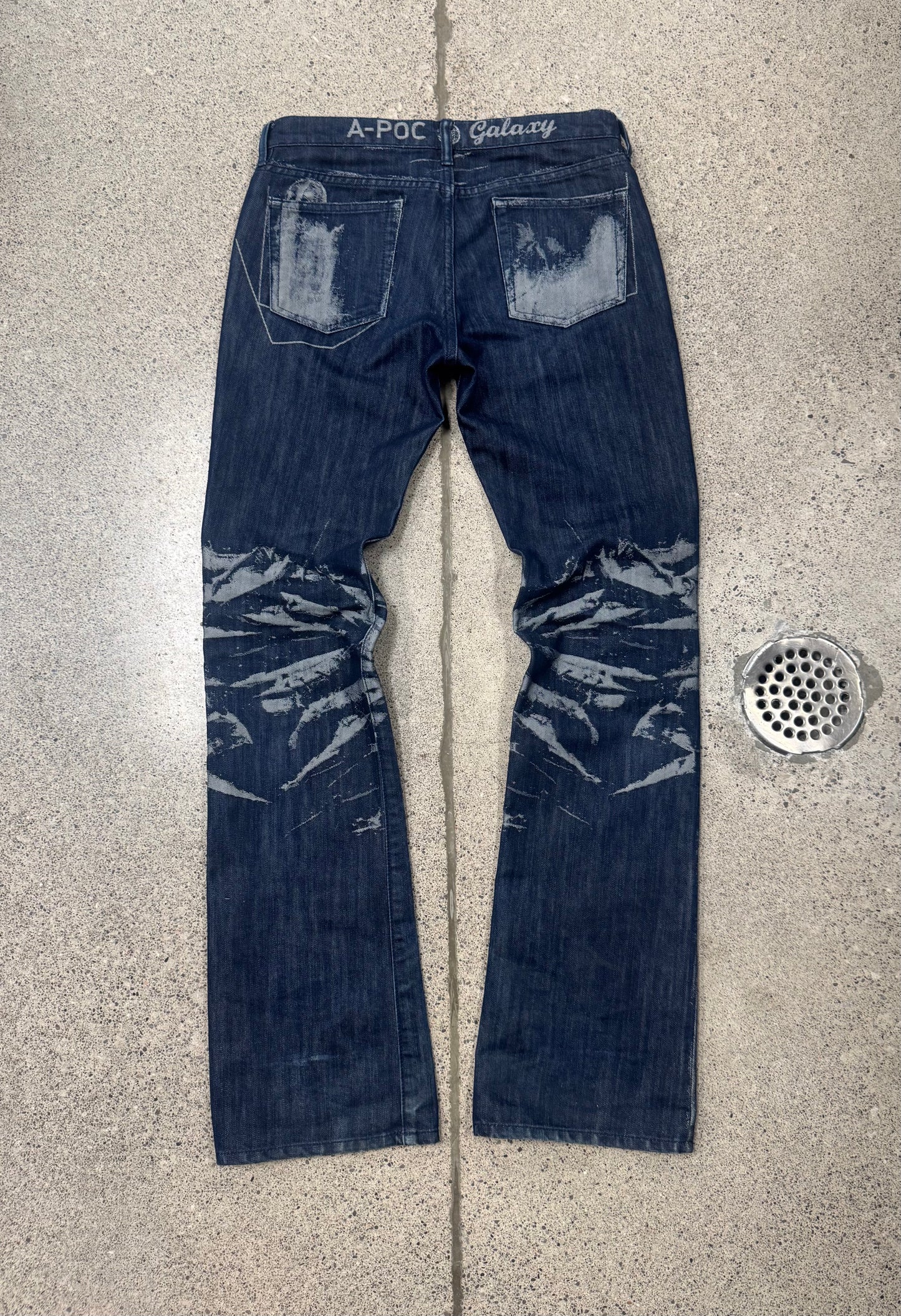 Issey Miyake ‘A.P.O.C.’ Digital Distressed Flared Jeans