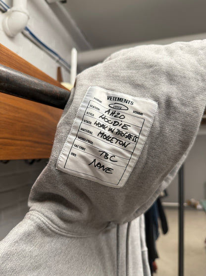 AW2020 Vetements ‘Work in Progress’ Grey Pullover Hoodie
