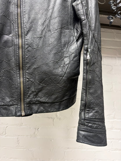 SS2009 Rick Owens ‘Strutter’ Black Lambskin Leather ‘Mollino’ High Neck Zip Jacket