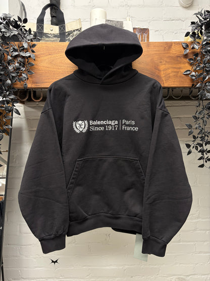 SS2024 Balenciaga ‘Institutional’ Embroidered Black Logo Hoodie