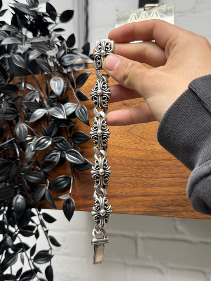 Chrome Hearts ‘Keeper Link’ Solid 925 Silver Cross Bracelet