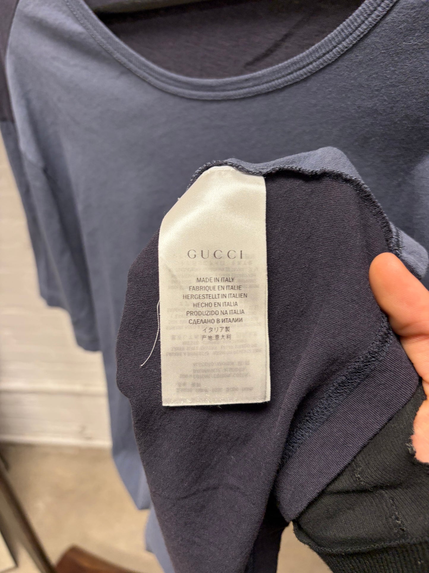 2000s Gucci Varsity Logo Graphic T-Shirt