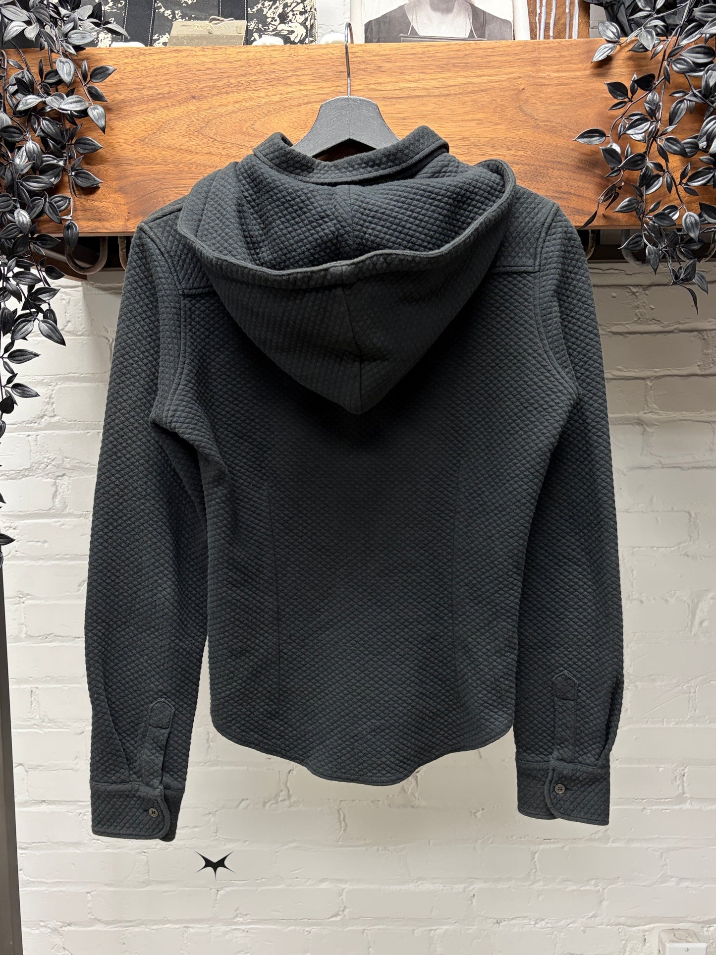 AW1999 Raf Simons Quilted Cotton Black Hooded Collar Shirt