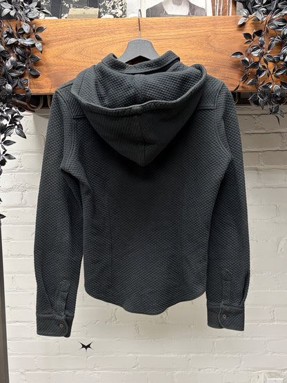 AW1999 Raf Simons Quilted Cotton Black Hooded Collar Shirt