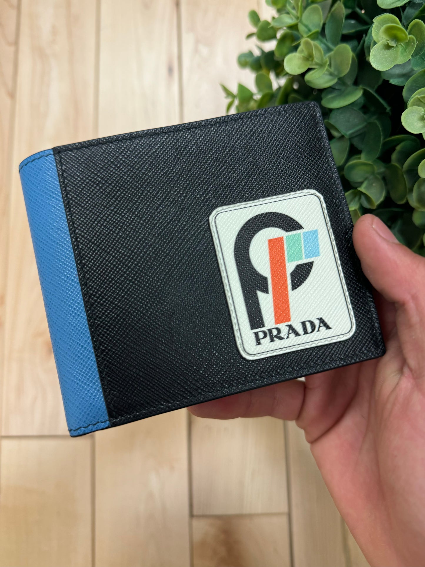 Prada ‘Racing Logo’ Black Saffano Leather Bifold Wallet