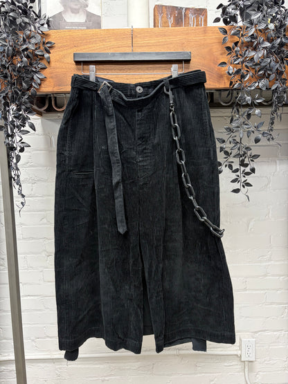 Mihara Yasuhiro Skirted Black 3/4 Length Shorts with Wallet Chain