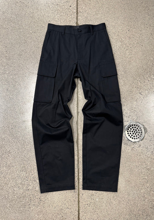 Givenchy ‘Cursive Logo’ Slim Straight Leg Black Cargo Trousers
