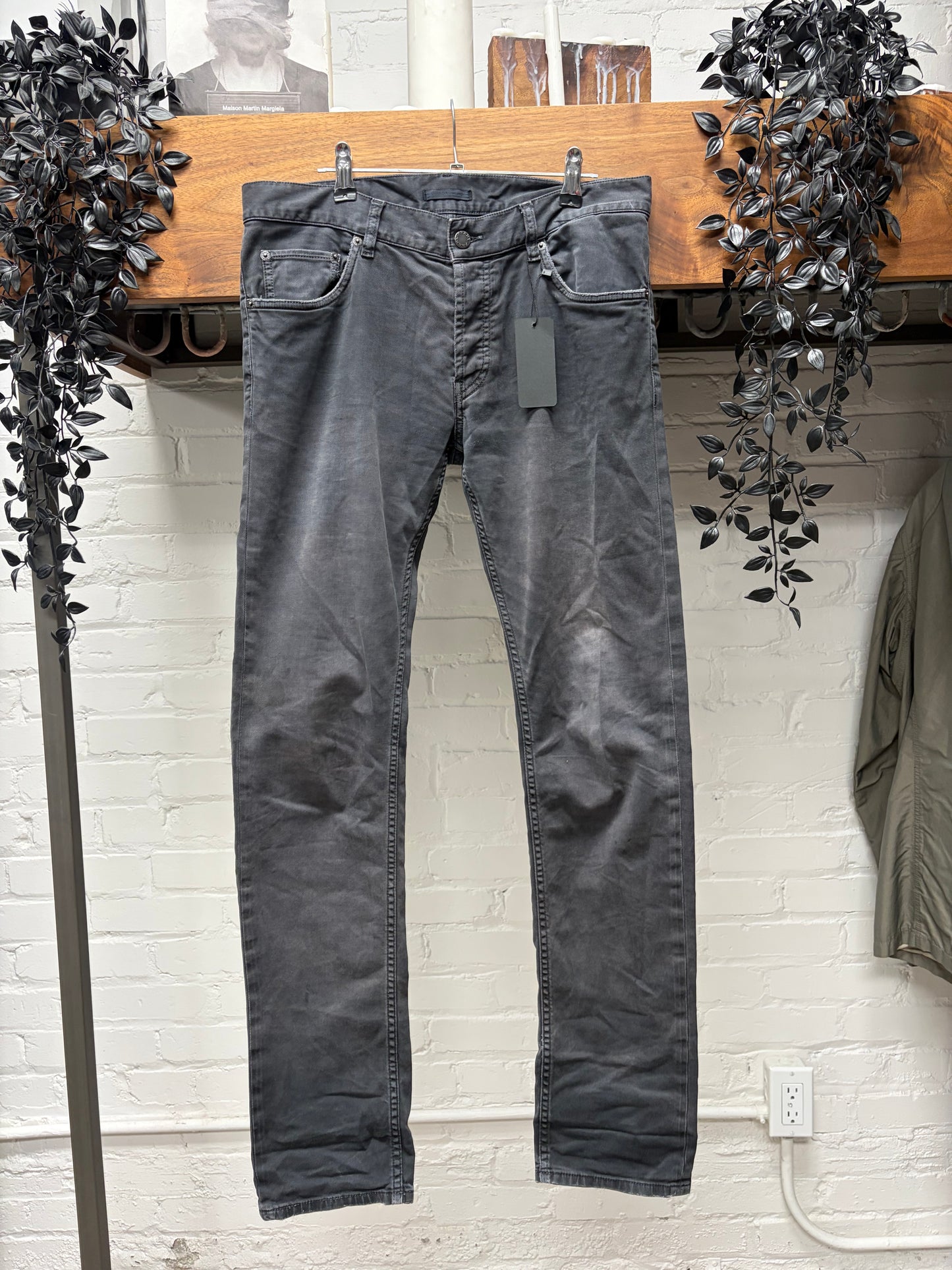 2015 Prada Faded Black Stacked Length Skinny Jeans