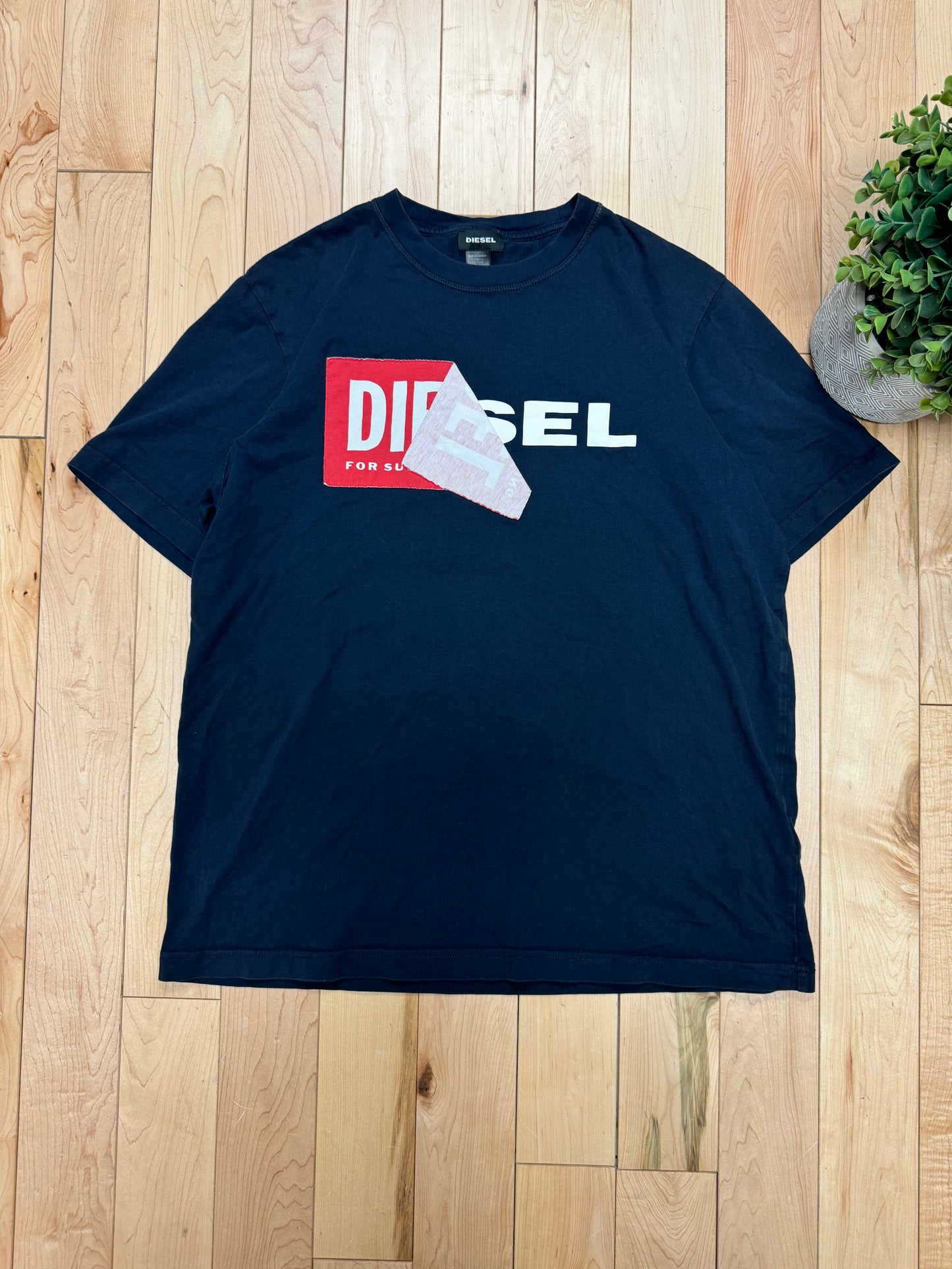 Diesel ‘Tape Logo’ Navy Blue Graphic T-Shirt