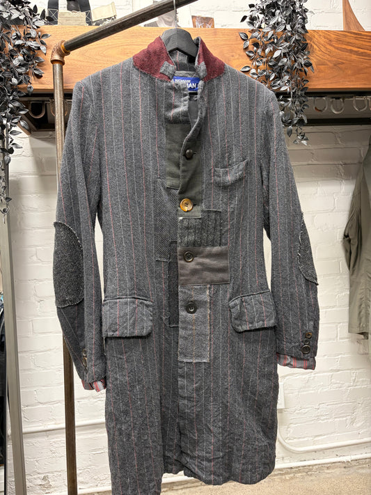 AW2013 Junya Watanabe Patchwork Repaired Grey Wool Overcoat