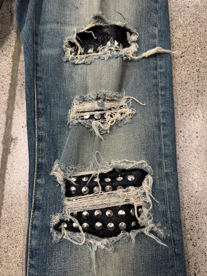 SS2016 Saint Laurent Studded Leather ‘D02’ Skinny Jeans