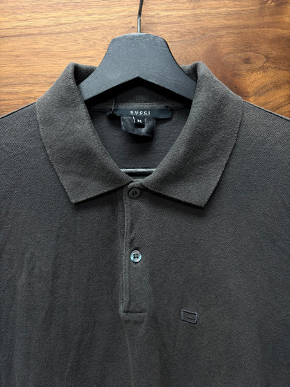 Vintage Gucci Grey Cotton ‘Small G’ Embroidered Logo Polo