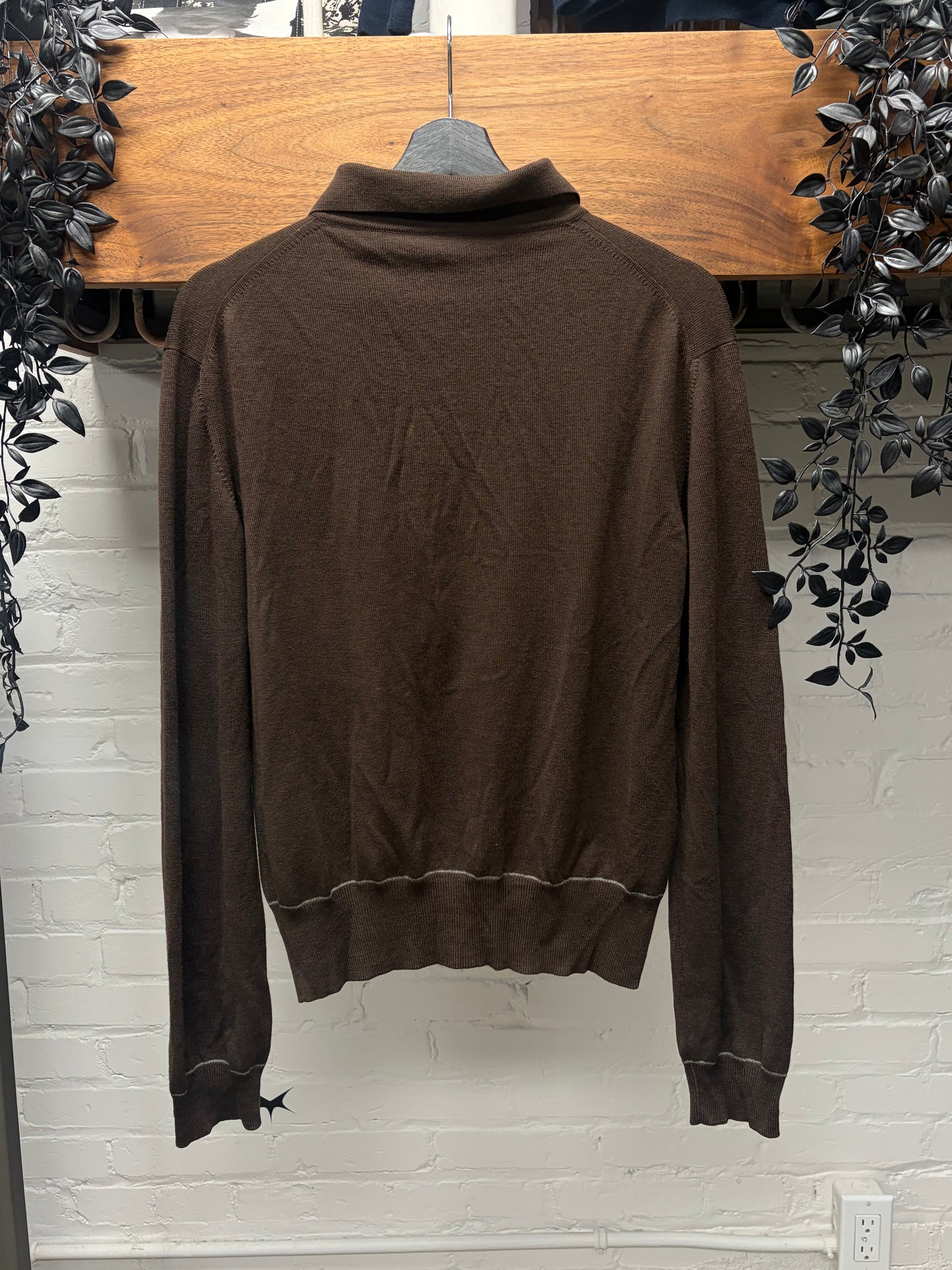 Miu Miu Contrast Stitch ‘Chocolate Brown’ Knit Polo