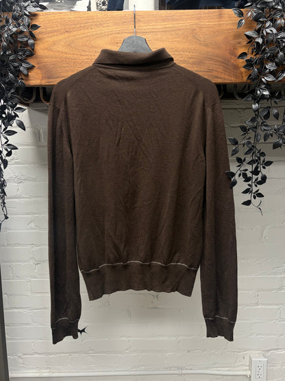 Miu Miu Contrast Stitch ‘Chocolate Brown’ Knit Polo