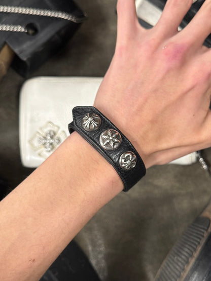 Chrome Hearts ‘Elemental’ Leather Button Snap Bracelet