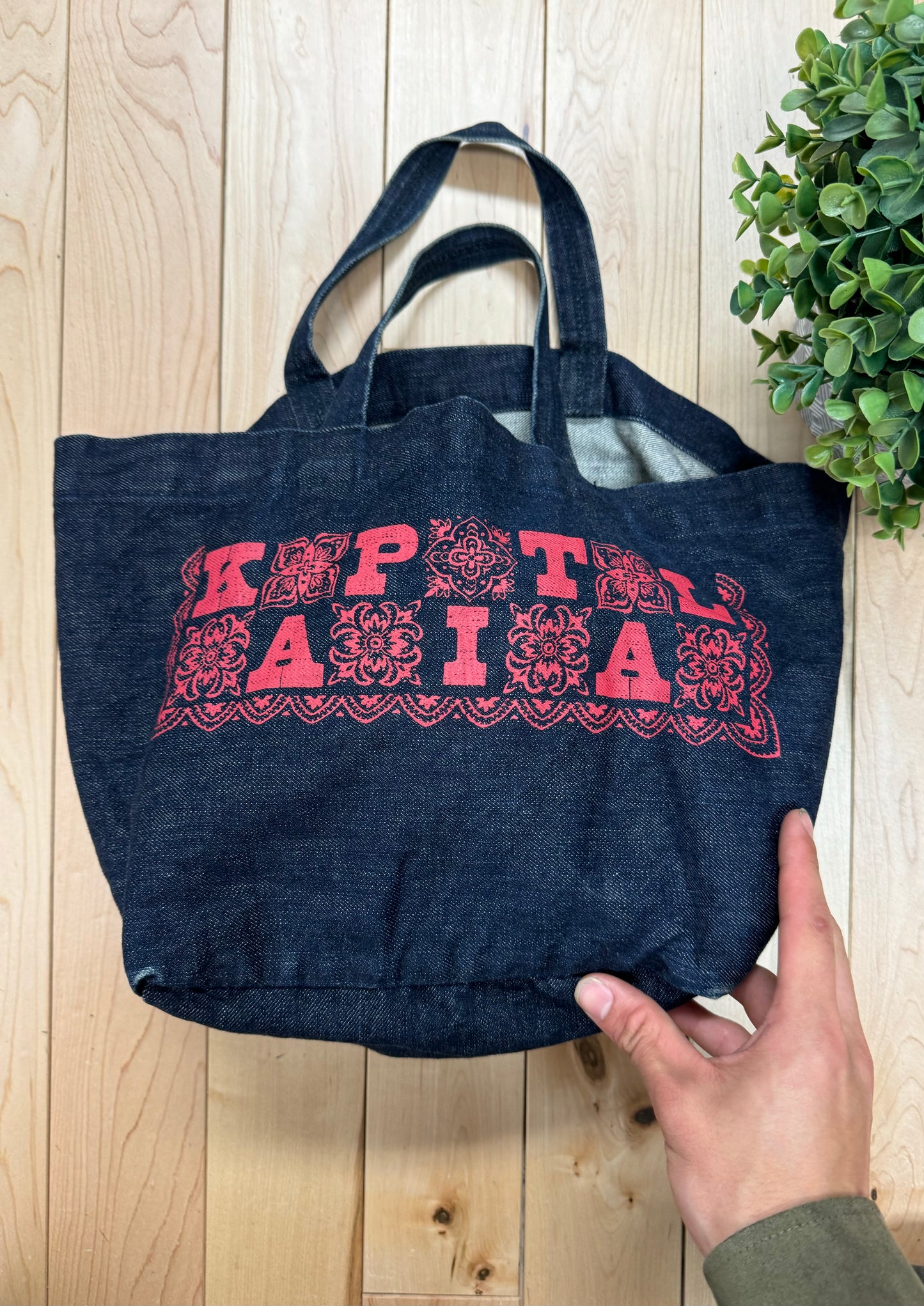 Kapital Red ‘Paisley Logo’ Denim Tote Bag