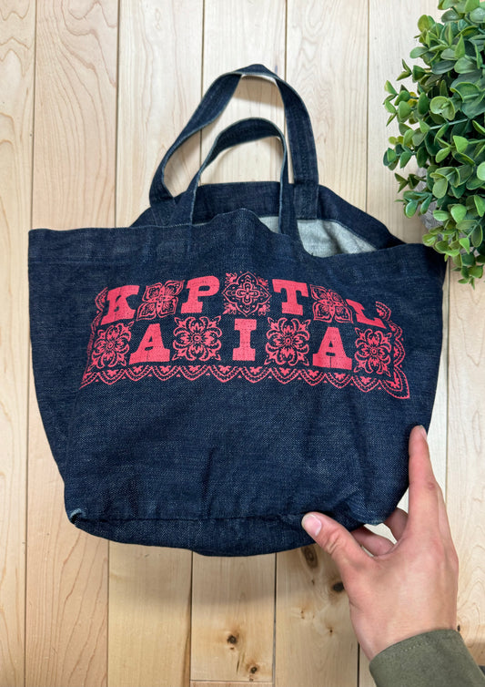 Kapital Red ‘Paisley Logo’ Denim Tote Bag