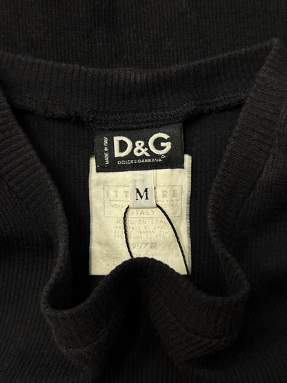 Dolce & Gabbana Ribbed Black Tank Top