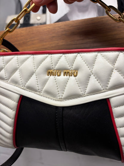 Miu Miu ‘Nappa Biker’ Leather Shoulder Bag with Crossbody Strap