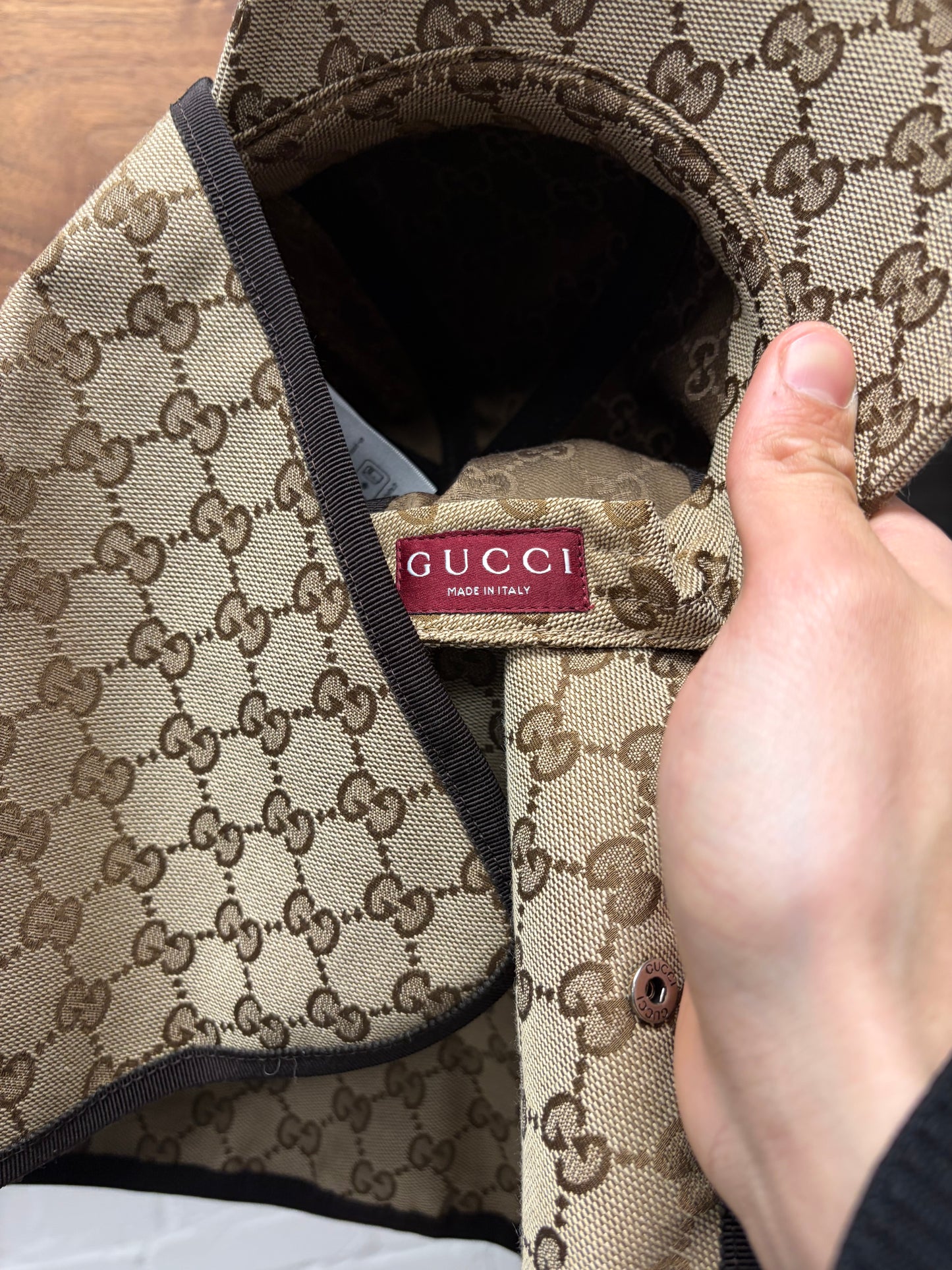 Gucci Canvas Monogram Hat with Detachable Mask/Side Flaps