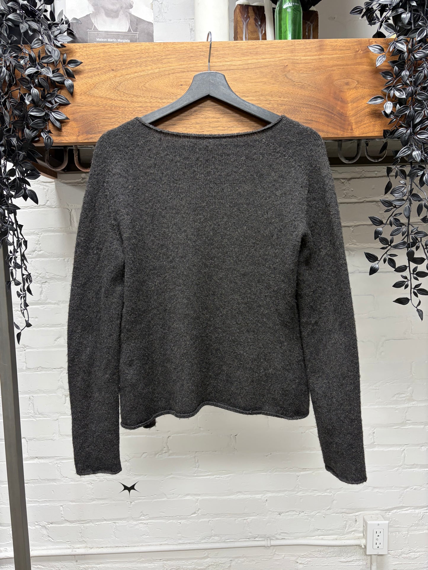 Gucci Grey Camel Hair Knit Buttonless Cardigan
