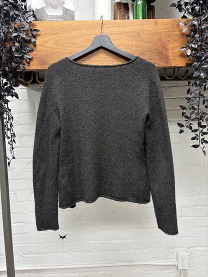 Gucci Grey Camel Hair Knit Buttonless Cardigan