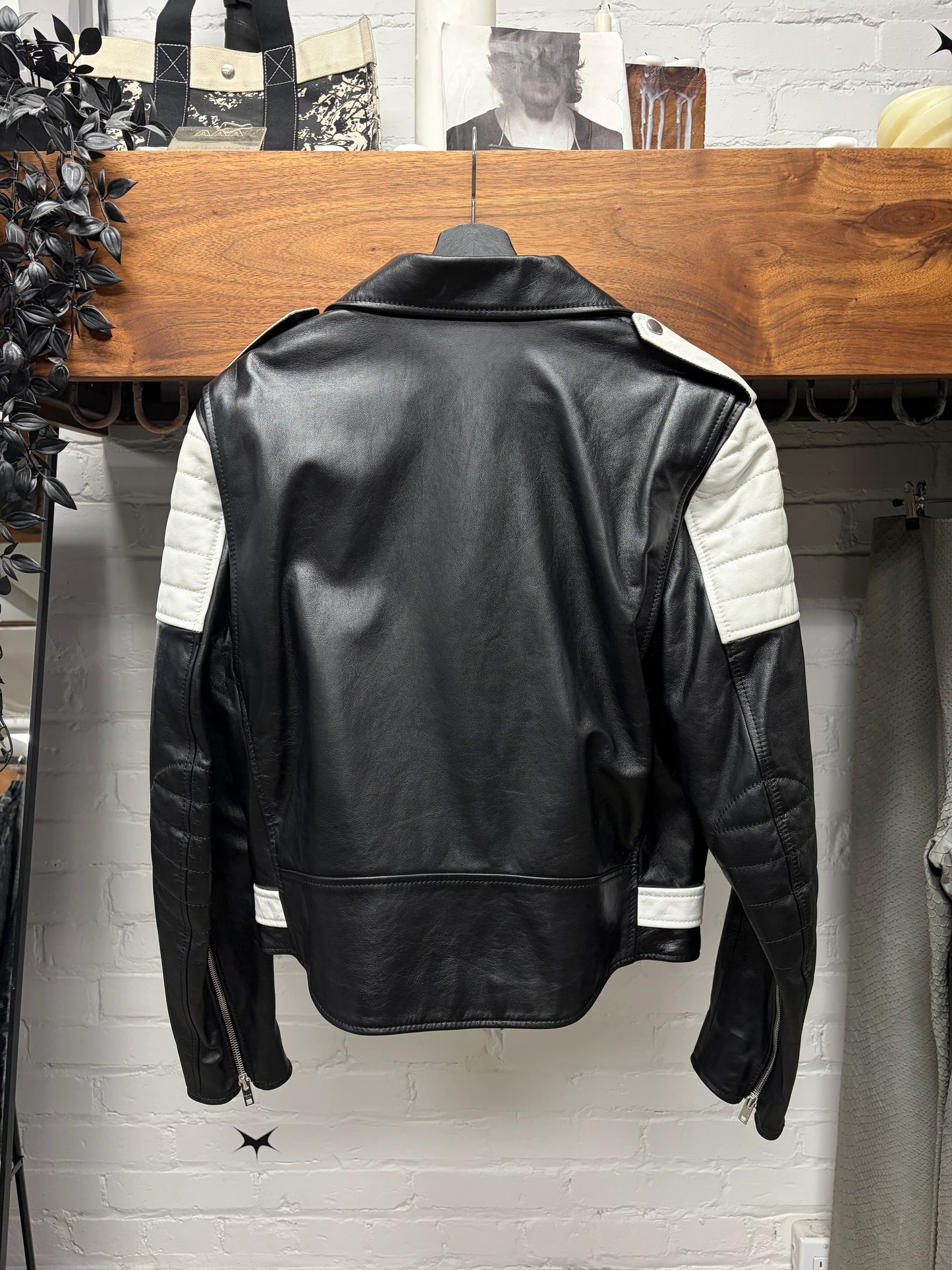 SS2019 Celine by Hedi Slimane Runway Look 13 Padded Calfskin Leather Biker Jacket