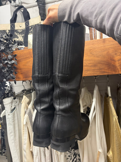 AW2021 Rick Owens ‘Ballast’ Knee High Black Leather Boots