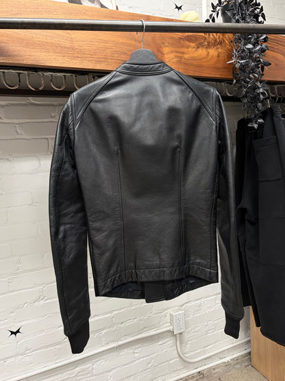 AW2014 Rick Owens ‘Moody’ Black Pebbled Leather Biker Jacket