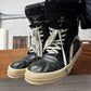 Chrome Hearts x Rick Owens Geobasket Black/White Leather High Top Sneakers