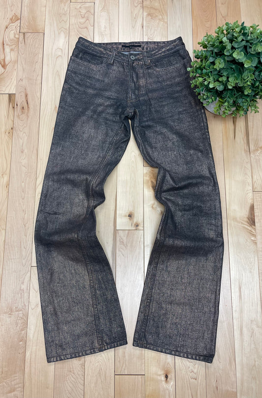 Rip Van Winkle Waxed Grey Flared Cut Denim