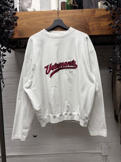 SS2018 Vetements ‘Baseball Logo’ Embroidered White/Red Sweatshirt