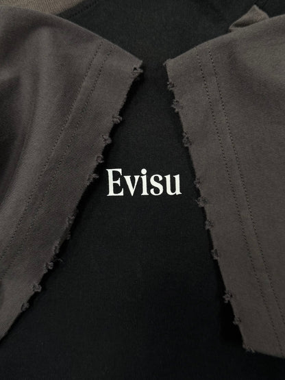 Evisu Distressed Black Ringer T-Shirt