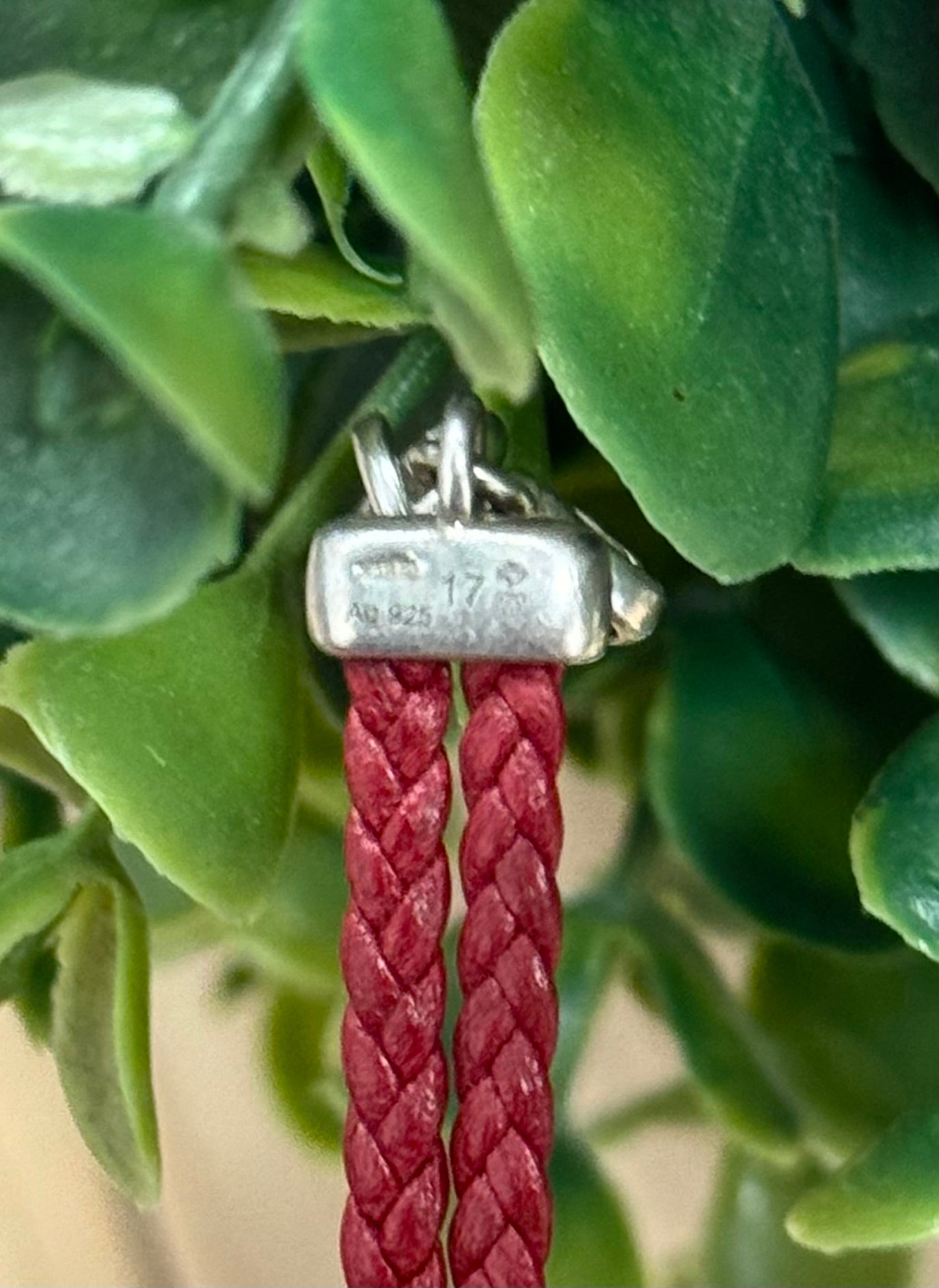 Gucci 925 Silver ‘Horsebit’ Charm Braided Leather Bracelet