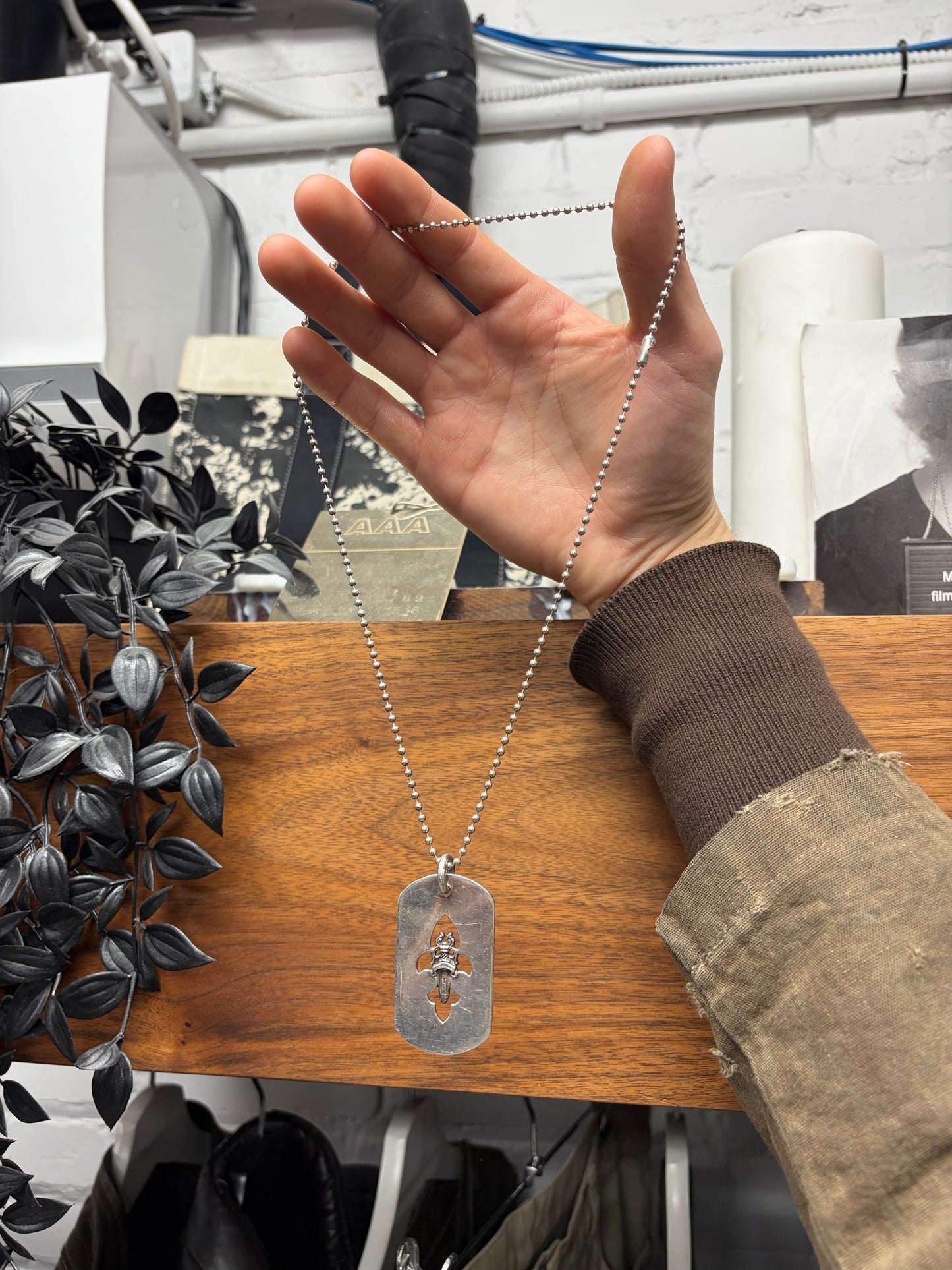 Chrome Hearts Dagger ‘Fleur Cutout’ 925 Silver Dogtag