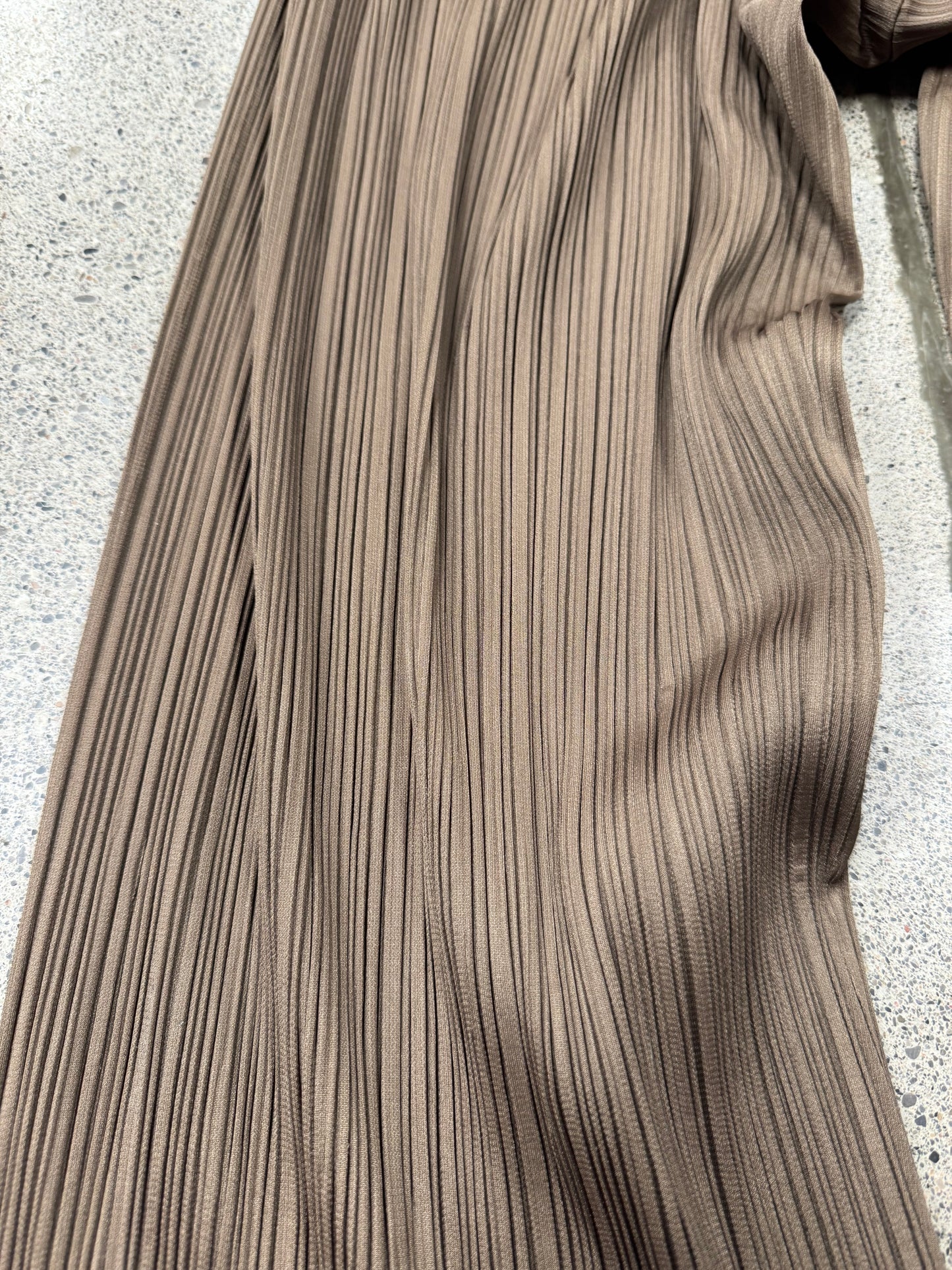 Issey Miyake Pleats Please Brown Wide Leg Trousers