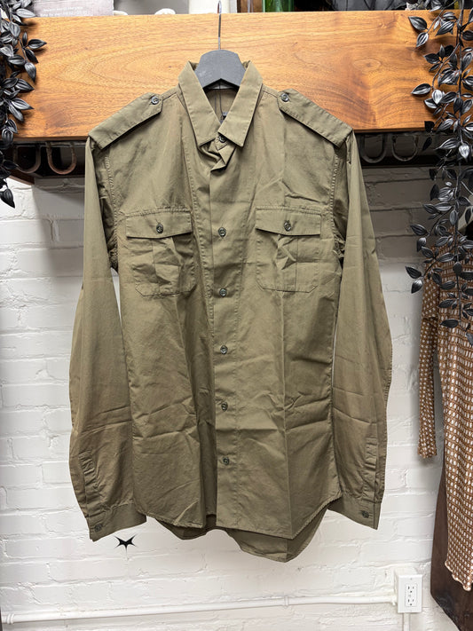 Dior Homme Dark Brown ‘Military Inspired’ Button up Shirt with Shoulder Epaulets